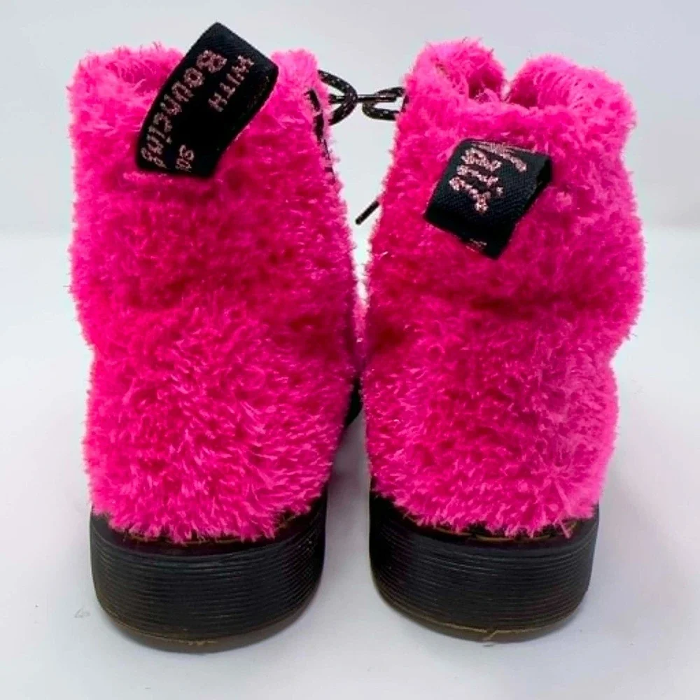 Dr. Martens 1460 Pascal Hot Pink Faux Fur Boots Big Kids US 3 UK‎ 3 EU 36 Glam